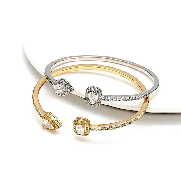 Snake Pear Sterling Silver Zircon Adjustable Bangle - Picture 9 of 9